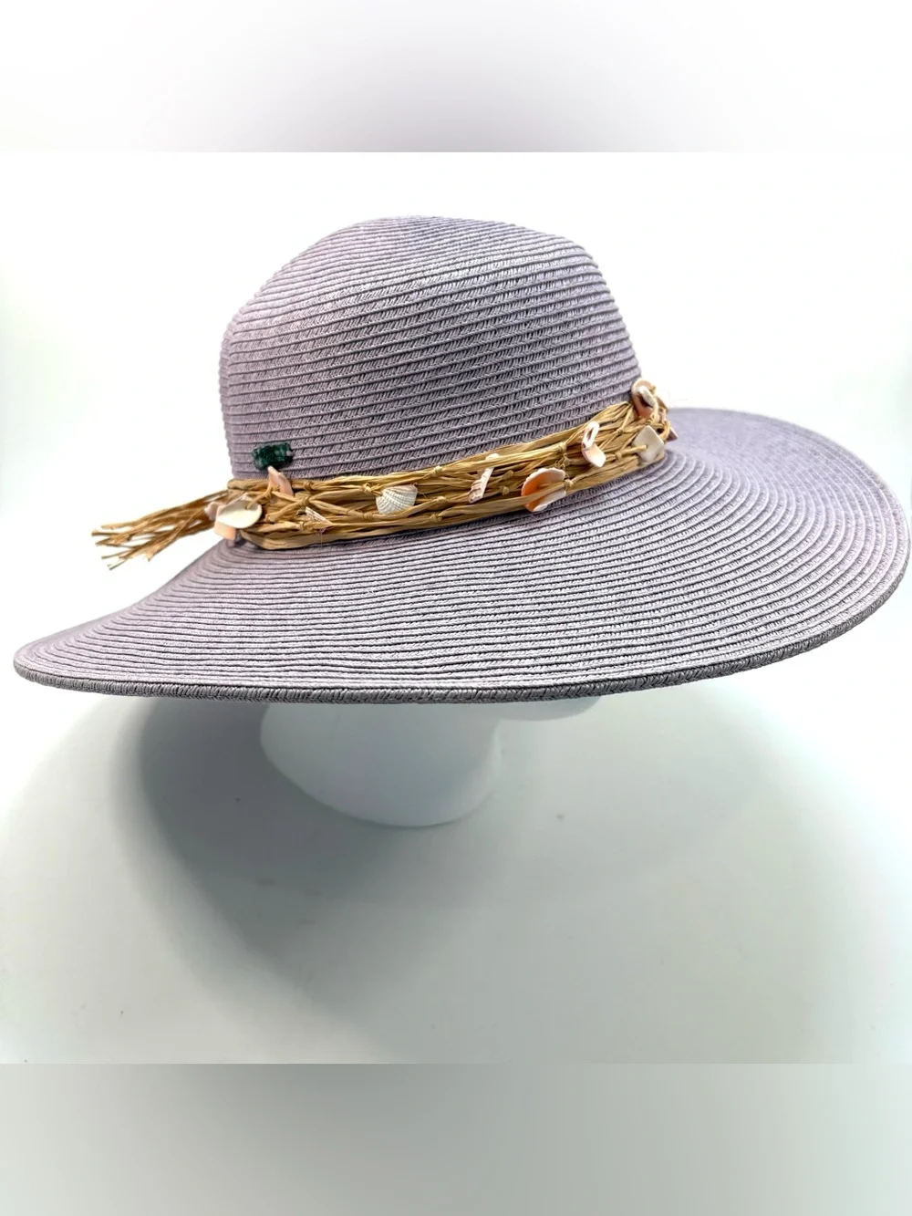 Sun N Sand Floppy Wide Brim Sun Hat Woven Beach Garden Boho Lavender.